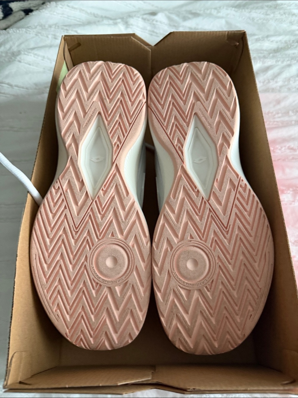 Women's White Athletic Sneakers with Rose-Tone Accents - Picture 3 of 5